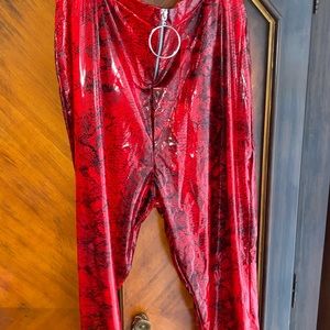 PrettyLittleThing Red ‘Snakeskin’ Pants